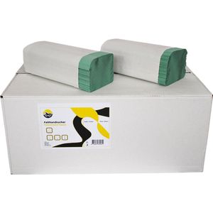 KURTT Papieren handdoekjes 2-laags, 5000 vellen groen 22 x 23 cm, Z vouw papieren handdoekjes 2 laags, handdoekjes papier