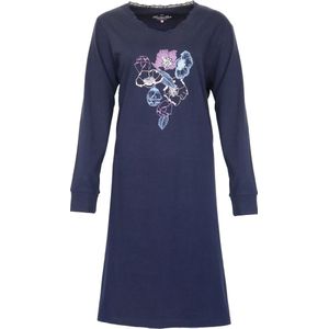 Medaillon Dames Nachthemd - 100% Katoen - Blauw - Maat XL