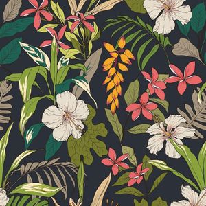 Zelfklevend bloemenbehang - Vintage stijl - 1 stuk - Wit en kleurig - 44,5 cm × 300 cm