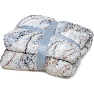 Wicotex - Plaid deken - Fleece Plaid Marble gemêleerd - Afmeting 200x240cm - Zacht en warme Fleece deken - Plaidfleece