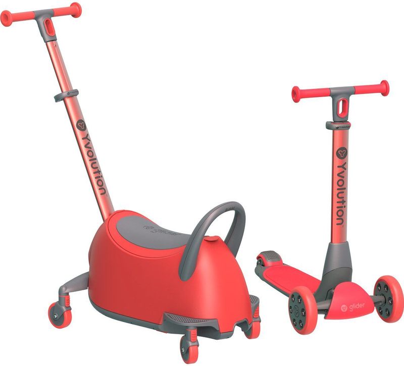 Yvolution – YGLIDER Luna 5-in-1 Rood - Ride-On-Scooter Met Opbergkoffer - Groeit Mee Met Je Kind Van 10 Maanden Tot 10 Jaar