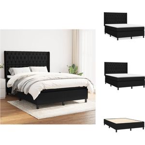 vidaXL Boxspringbed - Comfort - Bed - 140 x 200 x 118/128 cm - Zwart - Bed