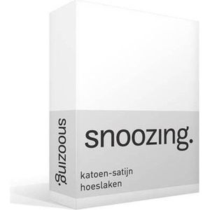 Snoozing - Katoen-satijn - Hoeslaken - Lits-jumeaux - 200x220 cm - Wit