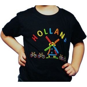 Kinder t-shirt zwart Holland molen | Maat 86