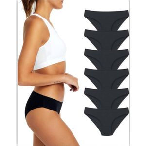 Dames Ondergoed - La Notte - Katoenen ondergoed voor dames - Damesslipjes - Damesondergoed, 6-pack zachte bikinislipjes - Zwart - maat S