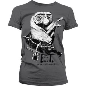 E.T. Biking Distressed Girly Tee Damen T-Shirt Dark-Grey-S