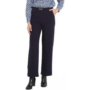 Rechte broek met elastische tailleband en sierriem