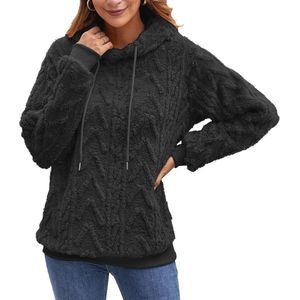 Dames teddyfleece hoodie - Effen kleur, oversized warme wintertrui