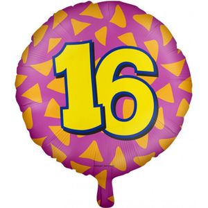 Folieballon 16 jaar - Cijfer ballon - Ballon - Ballonnen - Verjaardag - Sweet 16 - Folie - geel - paars - oranje