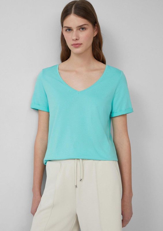 s.Oliver - T-Shirt - Zacht Katoen - V-hals - Effen Basic - Normale Pasvorm