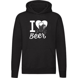I Love Beer | Unisex | Trui | Sweater | Hoodie | Capuchon | Zwart | Ik hou van bier | Biertje | Borrel | Pils | Feest | Zuipen | Oktoberfeest | Carnaval