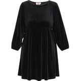 MYMO - Jurk - Zwart - Fluweel/Nicky Velours - Kort/Mini - Driekwart Mouw