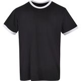 Build your Brand - Men´s Ringer Tee - Zwart/Wit - 4XL