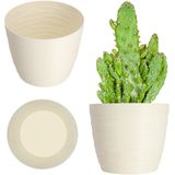 KADAX - Bloempot - Ecru - Diameter 11 cm - Kunststof - Moderne Plantenbak
