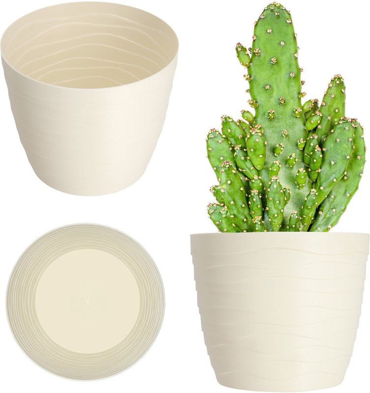 KADAX - Bloempot - Ecru - Diameter 11 cm - Kunststof - Moderne Plantenbak