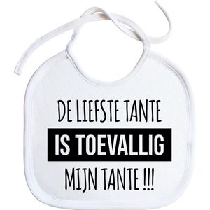 Slabbetjes - slabber - slab - baby - De liefste tante is toevallig mijn tante !!! - koordjes - stuks 1 - wit