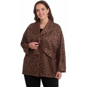 Lange jas met luipaardprint in suède