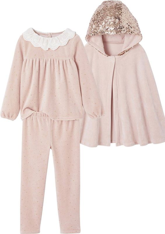 Vertbaudet Set pyjama voor meisjes met cape en pailletten