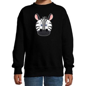 Cartoon zebra trui zwart voor jongens en meisjes - Kinderkleding / dieren sweaters kinderen 134/146