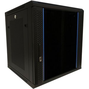 DSIT 12U wandkast met glazen deur - geperforeerde zijpanelen 600x600x635mm (BxDxH) - serverbehuizing - serverrack - serverkast - 19 inch