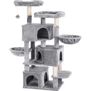 Luxe Krabpaal Addyson - Voor Katten - 164cm - Grijs - Zachte Kattenmand Hangmat - Kattenspeelgoed - Geschikt voor kleine kittens