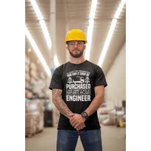 Rick & Rich - T-Shirt It Can't Be Inherited - T-Shirt Electrician - T-Shirt Engineer - Zwart Shirt - T-shirt met opdruk - Shirt met ronde hals - T-shirt met quote - T-shirt Man - T-shirt met ronde hals - T-shirt maat L