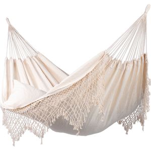 Hangmat Tweepersoons 'Sublime' Natura (Wit / Ecru) | Bijpasende opbergtas | 180 KG | Handgemaakt in Brazilië | 1% For The Planet | Tropilex
