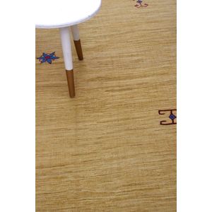 Geel Tapijt Laagpolig Handgeweven Wollen Vloerkleed - Koho Afghan Modern Kelim 223x148 - 223x148cm- Modern - Woonkamer - Salon - Slaapkamer - Eetkamer
