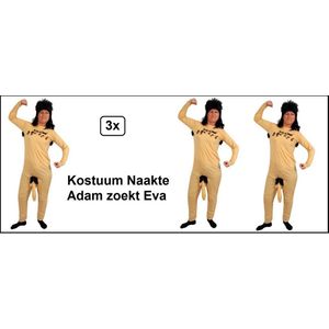 3x Kostuum naakte man Adam zoekt Eva- mt.M/L - Carnaval thema feest party fun festival