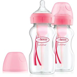 Dr. Brown's Options+ Anti-Colic Babyfles - Brede halsfles - 270ml - Roze - 2 stuks