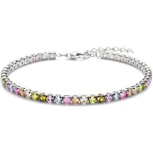 Zilver Gerhodineerd Tennisarmband Regenboog Zirkonia 3,0 Mm 17 + 3 Cm 1338600