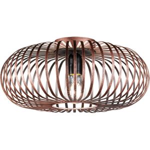 LED Plafondlamp - Plafondverlichting - Torna Johy - E27 Fitting - Rond - Industrieel - Mat Koper - Aluminium - 40cm