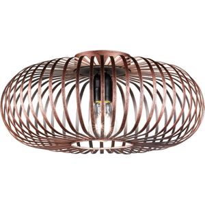 LED Plafondlamp - Plafondverlichting - Torna Johy - E27 Fitting - Rond - Industrieel - Mat Koper - Aluminium