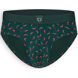 A-dam Red Peppers - Brief - Biologisch Katoen - Onderbroek - Ondergoed - Cadeau voor hem - Heren - Volwassenen - Groen - L