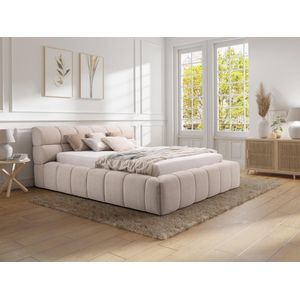 PASCAL MORABITO Bed met opbergruimte 180 x 200 cm - Stof - Beige + matras - FORVIK II van Pascal Morabito L 224 cm x H 95 cm x D 255 cm