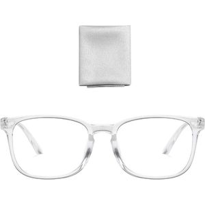Heldere platte bril - Anti-blauw licht - Vierkante uniseks bril - Transparant - Eén Maat .