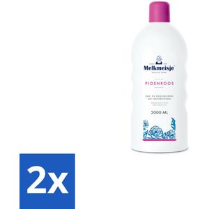 Melkmeisje Bad en Douche Crème Pioenroos 2000 ml - Voordeelverpakking - 2 stuks