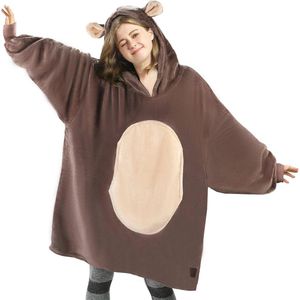 Oversized Sherpa Hoodie Deken voor Volwassenen, Zacht en Warm met Capuchon en Voorkantzak