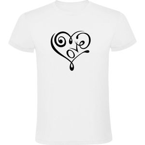 Love hartje Heren t-shirt | liefde | huwelijk | vrijgezel | relatie | scheiding | hartje | kado | Wit