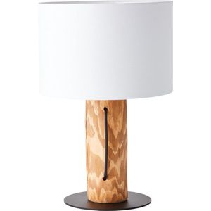 BRILLIANT lamp, Jimena tafellamp gebeitst grenen, hout/textiel, 1x A60, E27, 25W, normale lampen (niet inbegrepen), A++