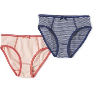 Little Label - slips 2-pack - small blue stripe & light pink - maat: 92 - bio-katoen