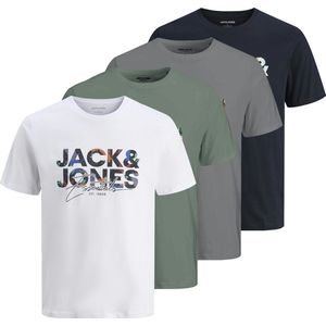 JACK&JONES - JJGEPLAS TEE SS CREW NECK - T-shirts - Heren - 4PK