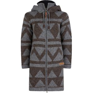 Gebreid Wollen Dames Vest van Schapenwol met Polyester Fleece voering en afneembare capuchon - SHAKALOHA - W Pendle ZH GreyLBrown XS
