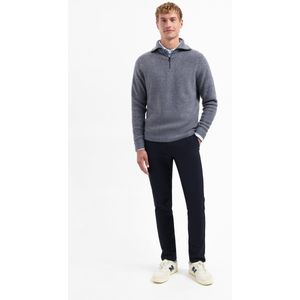 No Excess - Pullover Wing Collar Half Zip - Grijs-blauw - Zachte Gebreide Trui