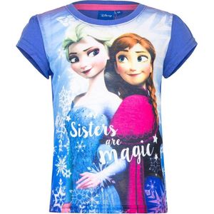 Frozen t-shirt Anna en Elsa maat 104 in de kleur blauw