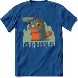 Monster van Purrkenstein T-Shirt Grappig | Dieren katten halloween Kleding Kado Heren / Dames | Animal Skateboard Cadeau shirt - Donker Blauw - M