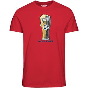 Jack & Jones-T-shirt voetbal--Rococco Red-Maat M