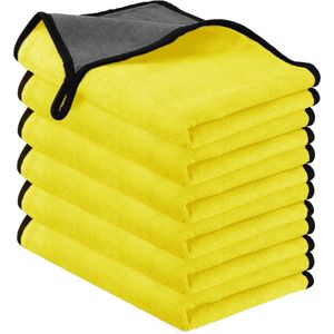 Microvezelreinigingsdoeken - 6-pack autoreinigingsdoeken - Dubbel verdikte microvezeldoeken - Pluisvrije, superabsorberende reinigingsdoeken - Voor het wassen, drogen en detailen van auto's - 40x40cm