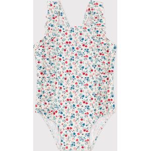 Petit Bateau Eendelig babyzwempakje met ruches en bloemenprint Meisjes Badpak - Wit;Multico