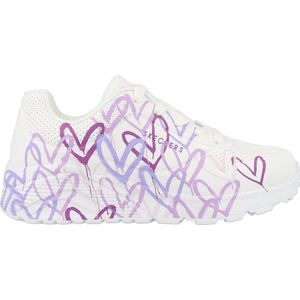 Skechers Uno Lite - Spread The Love Meisjes Sneakers - Wit/Paars - Maat 34